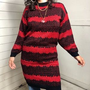 Black and red vintage sweater dress